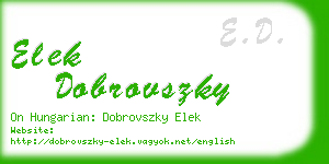 elek dobrovszky business card